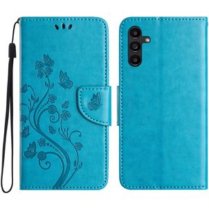 Mobigear Flowers Samsung Galaxy A56 Hoesje Bookcase Portemonnee - Blauw