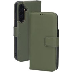 Mobiparts Samsung Galaxy A55 Hoesje Echt Leer Bookcase Portemonnee - Groen