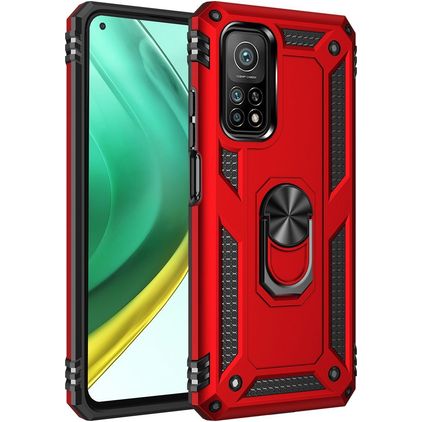 Mobigear Armor Ring Xiaomi Mi 10T Pro Hoesje Hardcase Backcover Shockproof met Ringhouder - Rood