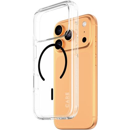 CARE by PanzerGlass Flagship iPhone 17 Pro MagSafe Hoesje Hardcase Backcover - Transparant / Zwart