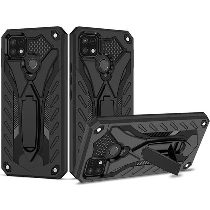 Mobigear Armor Stand Realme C25Y Hoesje Hardcase Backcover Shockproof met Standaard - Zwart