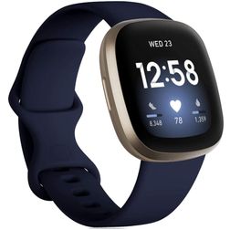 Mobigear Sport Dual Siliconen Fitbit Versa 3 Bandje Druksluiting - Donkerblauw