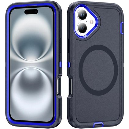 Mobigear Rugged Mag iPhone 16 Plus MagSafe Hoesje Hardcase Backcover Shockproof - Marineblauw