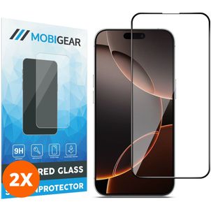 Mobigear Premium iPhone 16 Pro Max Glazen Screenprotector - Case Friendly - Zwart (2-Pack)