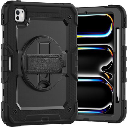 Xccess Survivor Essential iPad Pro 11 Inch (2024) Hoes Hard Kunststof,Siliconen Backcover + Standaard - Zwart