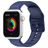 Mobigear Dashed Siliconen Apple Watch Bandje Gespsluiting - 42/41/40/38 mm - Donkerblauw
