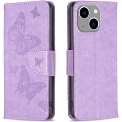 Mobigear Butterfly iPhone 15 Plus Hoesje Bookcase Portemonnee - Paars