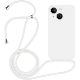 Mobigear Lanyard iPhone 15 Plus Siliconen Hoesje met koord - Wit Mobigear Lanyard iPhone 15 Plus Siliconen Hoesje met koord - Wit
