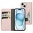 Mobiparts Classic Wallet iPhone 15 Hoesje Bookcase Portemonnee - Roze