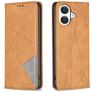 Mobigear Rhombus Slim iPhone 17 Hoesje Bookcase - Cognac