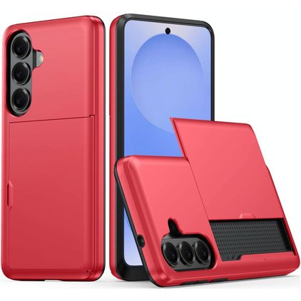 Mobigear Card Samsung Galaxy S26 Plus Hoesje Hardcase Backcover Shockproof met Pasjeshouder - Rood