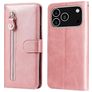 Mobigear Zipper iPhone 17 Pro Hoesje Bookcase Portemonnee - Roségoud