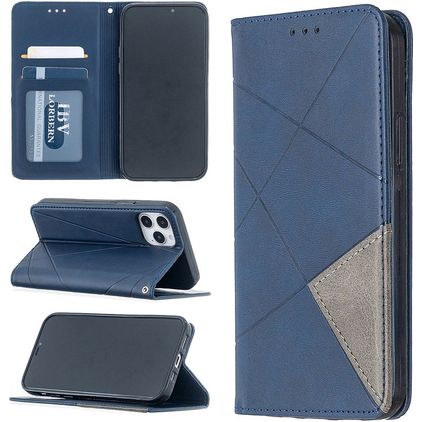 Mobigear Rhombus Slim iPhone 12 Hoesje Bookcase - Blauw