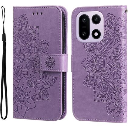 Mobigear Flowers OnePlus 15 Hoesje Bookcase Portemonnee - Paars