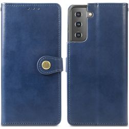 Mobigear Snap Button Samsung Galaxy S21 Plus Hoesje Bookcase Portemonnee - Blauw
