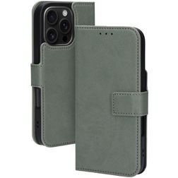 Mobiparts Classic Wallet MagSafe iPhone 16 Pro Hoesje Bookcase Portemonnee - Stone Green