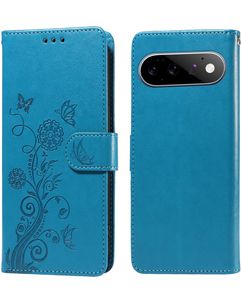 Mobigear Flowers Google Pixel 11 Pro Hoesje Bookcase Portemonnee - Blauw