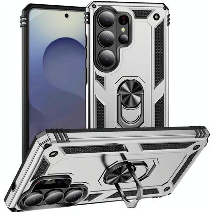Mobigear Armor ring Samsung Galaxy S26 Ultra Hoesje Hardcase Backcover Shockproof met Ringhouder - Zilver