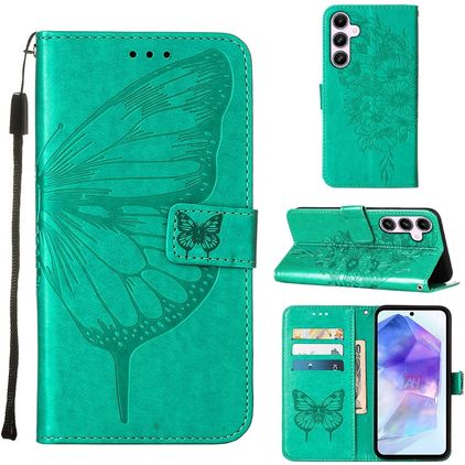 Mobigear Butterfly Samsung Galaxy A55 Hoesje Bookcase Portemonnee - Groen