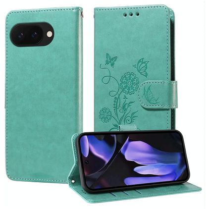 Mobigear Flowers Google Pixel 9a Hoesje Bookcase Portemonnee - Groen