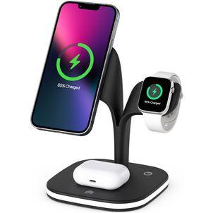 Mobigear MagStation Pro 3in1 MagSafe Oplaadstation voor iPhone / AirPods en Apple Watch - Zwart