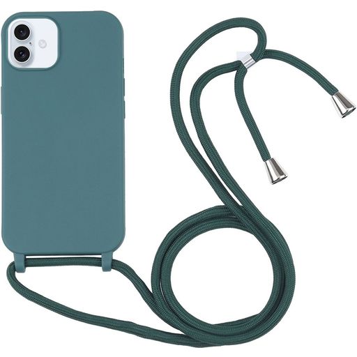 Mobigear Lanyard iPhone 16 Plus Siliconen Hoesje met koord - Groen