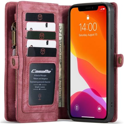 Caseme 008 iPhone 12 Hoesje Uitneembare 2in1 Bookcase Portemonnee - Rood