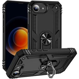 Mobigear Armor Ring iPhone 16e Hoesje Hardcase Backcover Shockproof met Ringhouder - Zwart