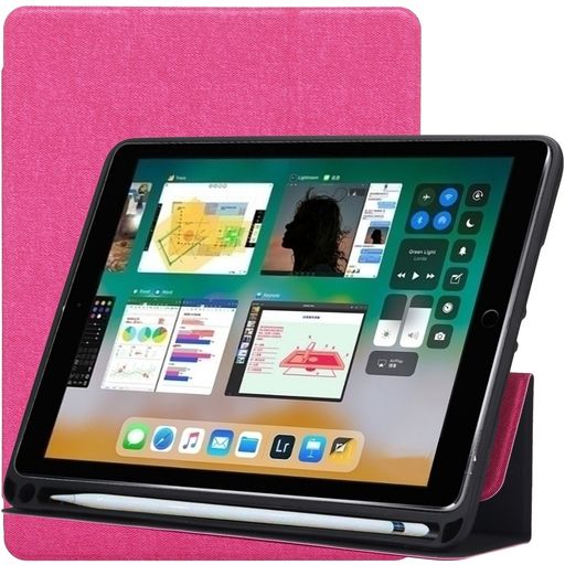 Mobigear Tri-Fold Gel iPad 6 (2018) Hoes Bookcase + Stylus Houder - Roze