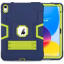 Mobigear ShieldStand iPad 11 (2025) Hoes Hard Kunststof,Siliconen Backcover + Standaard - Groen / Marineblauw