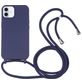Mobigear Lanyard iPhone 16 Plus Siliconen Hoesje met koord - Donkerblauw