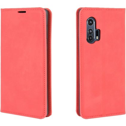 Mobigear Retro Slim Motorola Edge Plus Hoesje Bookcase Portemonnee - Rood