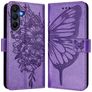 Mobigear Flowers Samsung Galaxy A17 Hoesje Bookcase Portemonnee - Paars