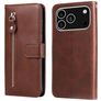 Mobigear Zipper iPhone 17 Pro Hoesje Bookcase Portemonnee - Bruin