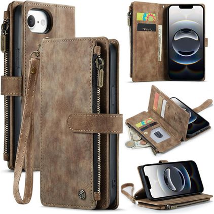 CaseMe C30 iPhone 17e Hoesje Bookcase Portemonnee - Bruin
