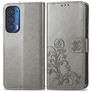 Mobigear Clover Motorola Edge (2021) Hoesje Bookcase Portemonnee - Grijs