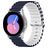 Mobigear Ocean Siliconen Smartwatch Bandje Gespsluiting - Universeel 20 mm aansluiting - Wit / Donkerblauw