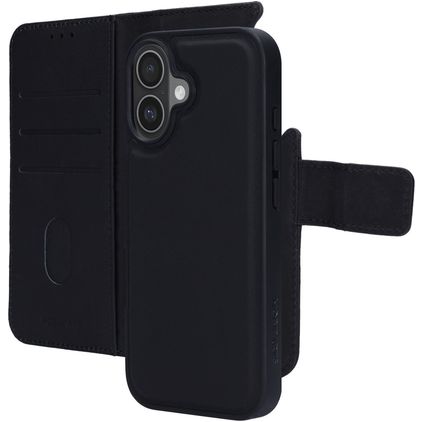 Mobiparts iPhone 17 Hoesje Echt Leer Uitneembare 2in1 Bookcase Portemonnee - Zwart