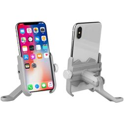 Mobigear AluGrip Telefoonhouder Motor Achteruitkijkspiegel Klem Universeel - Zilver