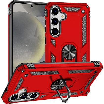 Mobigear Armor ring Samsung Galaxy S25 Plus Hoesje Hardcase Backcover Shockproof met Ringhouder - Rood