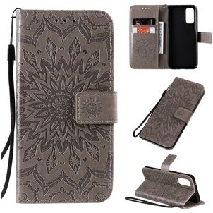 Mobigear Sunflower Samsung Galaxy S20 Hoesje Bookcase Portemonnee - Grijs