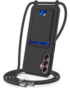 Mobigear Lanyard Card Samsung Galaxy S24 FE Siliconen Hoesje met koord en Pasjeshouder - Zwart