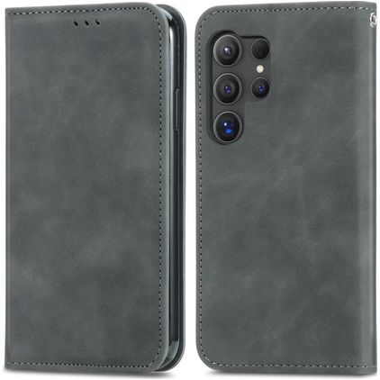 Mobigear Retro Slim Samsung Galaxy S25 Ultra Hoesje Bookcase Portemonnee - Grijs