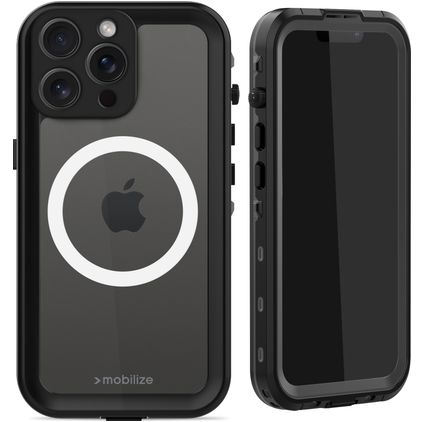 Mobilize Waterproof iPhone 15 Pro Max Waterdicht MagSafe Hoesje Hardcase Backcover - Zwart