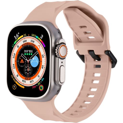 Mobigear Ripple Siliconen Apple Watch Bandje Gespsluiting - 49/46/45/44 mm - Roze