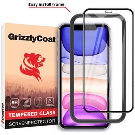 GrizzlyCoat Easy Fit iPhone 11 Glazen Screenprotector - Case Friendly + Installatie Frame - Zwart