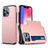 Mobigear Card iPhone 14 Hoesje Hardcase Backcover Shockproof met Pasjeshouder - Roségoud