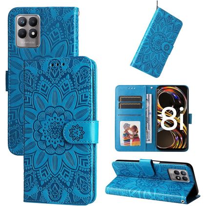 Mobigear Sunflower Realme Narzo 50 4G Hoesje Bookcase Portemonnee - Blauw