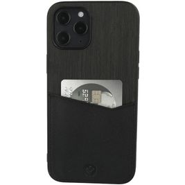 Valenta Card Slot iPhone 12 Pro Max Hoesje Echt Leer Backcover met Pasjeshouder - Zwart