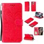 Mobigear Flowers iPhone 12 Pro Hoesje Bookcase Portemonnee - Rood